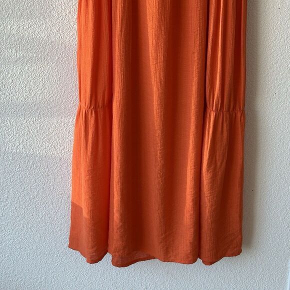 Lush Women's Maxi Dress Tie Back Size Small Orange Adjustable Straps Tiered Boho - Picture 5 of 13